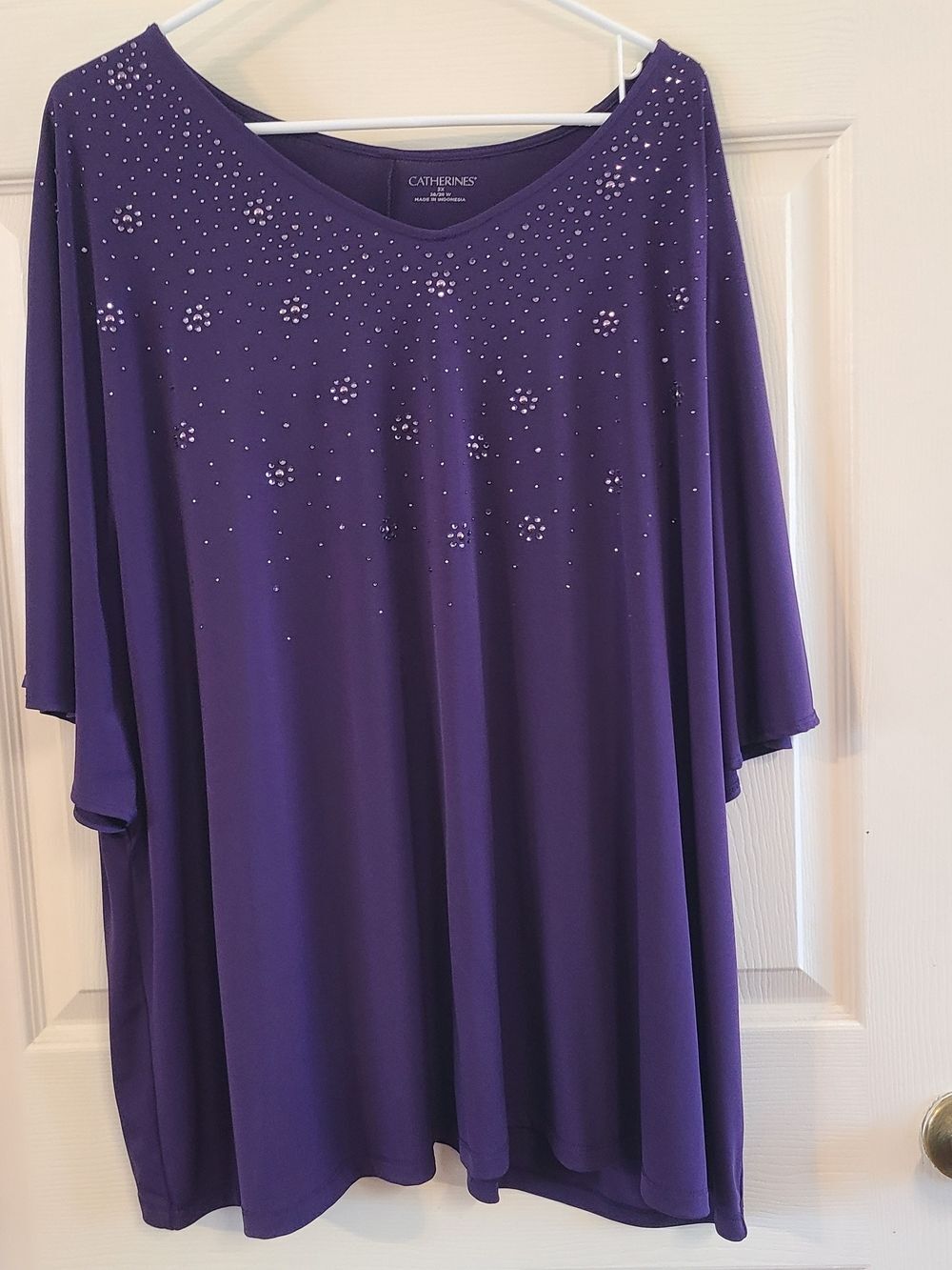 Catherines Purple Embellished Women's Top